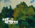Peinture d'arbres avec un ciel nuageux et par dessus « Art et arbres » écrit en blanc