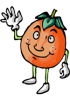 Personnage d'orange souriant qui lève la main