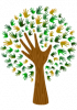 Arbre composé de mains pour représenter le tronc et les feuilles